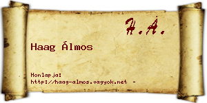 Haag Álmos névjegykártya